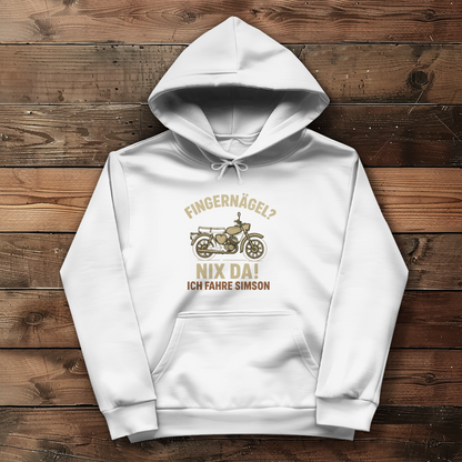 Damen Hoodie „Fingernägel? Nix da! – Ich fahre Simson“
