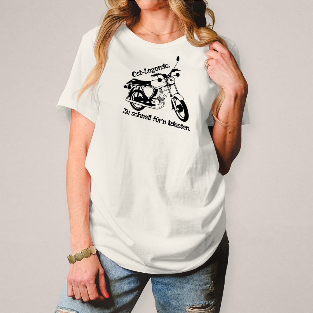 Damen T-Shirt Ossi-Legende Shirt – Kultiges Moped-Design für echte Ost-Originale