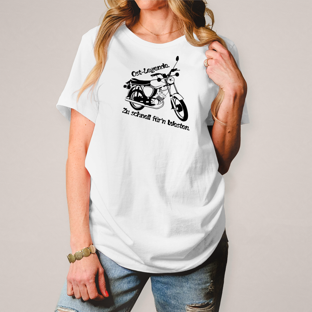 Damen T-Shirt Ossi-Legende Shirt – Kultiges Moped-Design für echte Ost-Originale