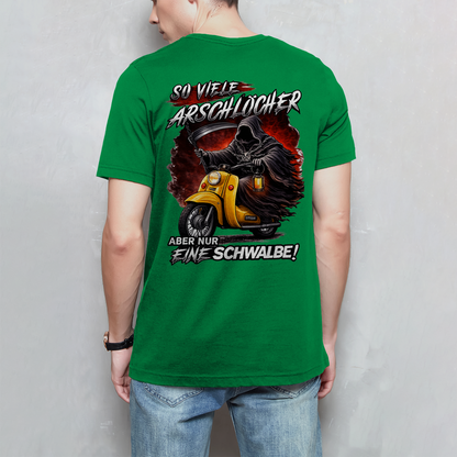 Herren T-Shirt „So viele Arschlöcher – aber nur eine Schwalbe!“