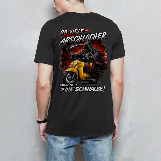 Herren T-Shirt „So viele Arschlöcher – aber nur eine Schwalbe!“
