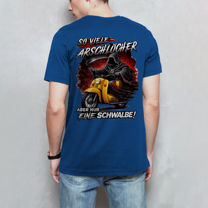 Herren T-Shirt „So viele Arschlöcher – aber nur eine Schwalbe!“