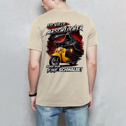 Herren T-Shirt „So viele Arschlöcher – aber nur eine Schwalbe!“